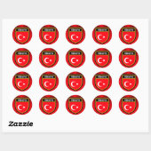 Sticker Rond Drapeau turc (Feuille)