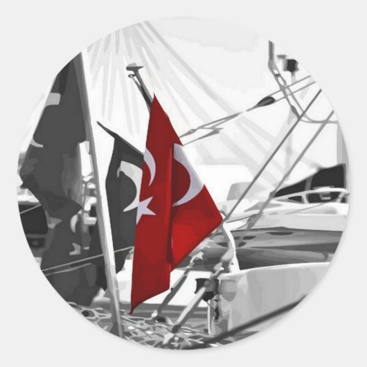 Sticker Rond Drapeau turc - Al Sancak (Devant)