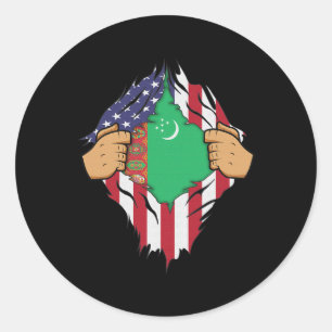 Sticker Rond Drapeau Turkmène Turkménistan Hommes Femmes Enfant
