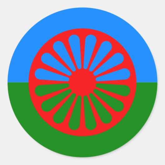 Sticker Rond Drapeau tzigane romani officiel (Devant)
