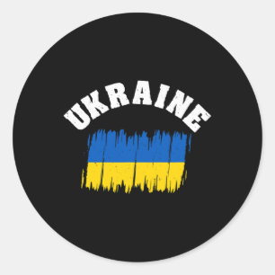 Sticker Rond Drapeau Ukraine Drapeau National Kiev Ukrainien Ky