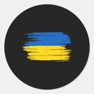 Sticker Rond Drapeau Ukraine Drapeau National Kiev Ukrainien Ky