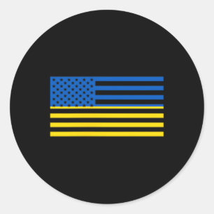 Sticker Rond Drapeau Ukraine États-Unis Citoyen Américain Ukrai