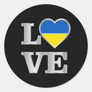 Sticker Rond Drapeau Ukraine Ukrainien Fierté de l'Ukraine Cœur