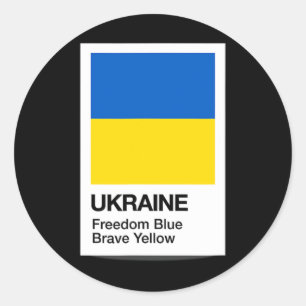 Sticker Rond Drapeau ukrainien 2023 Couleurs Ukraine Liberté Bl