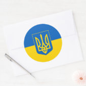 Sticker Rond Drapeau ukrainien avec armoiries (Enveloppe)