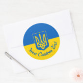 Sticker Rond Drapeau ukrainien avec armoiries et texte personna (Enveloppe)