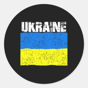 Sticker Rond Drapeau ukrainien en détresse vintage Ukraine Supp