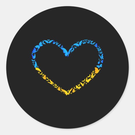 Sticker Rond Drapeau ukrainien Paix Drapeau ukrainien Papillon (Devant)