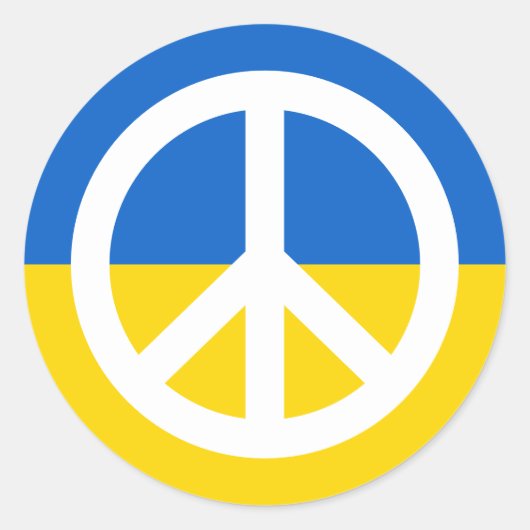 Sticker Rond drapeau ukrainien symbole de paix Ukraine anti gue (Devant)