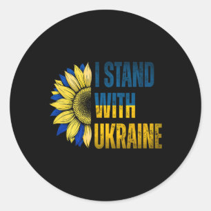 Sticker Rond Drapeau ukrainien Tournesol Je suis avec l'Ukraine