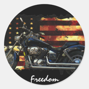 Sticker Rond Drapeau Union, Étoiles et rayures, Moto