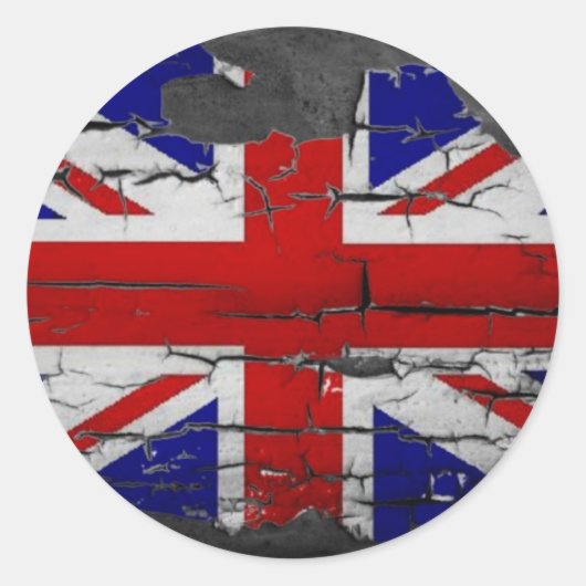 Sticker Rond Drapeau Union Jack en détresse (Devant)