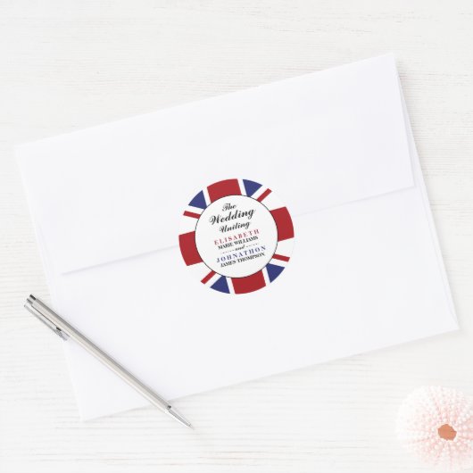 Sticker Rond Drapeau Union Jack Mariage britannique (Enveloppe)