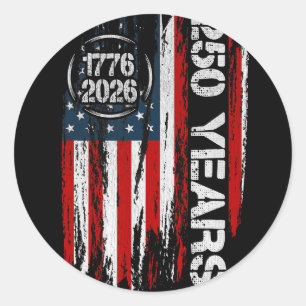 Sticker Rond Drapeau Usa 250 Ans 1776 2026 250e Anniversaire Fê