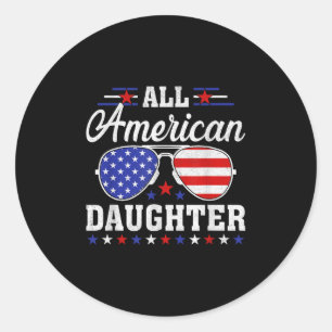 Sticker Rond Drapeau Usa 4 juillet Correspondante Famille Tout