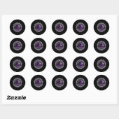 Sticker Rond Drapeau Usa Avec Rubans Violets Pour Cancer Pancré (Feuille)