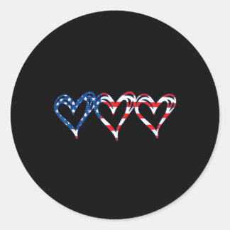Sticker Rond Drapeau Usa Cœurs Américains Patriotiques Forces A