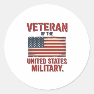Sticker Rond Drapeau USA de vétéran vintage dessin vectoriel mi