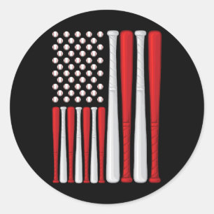 Sticker Rond Drapeau Usa - Drapeau de baseball américain - Base