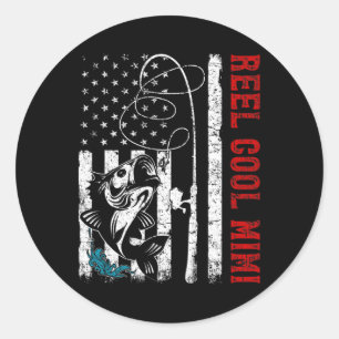 Sticker Rond Drapeau Usa Mimi De Pêcheur De Pêche Cool En Bobin