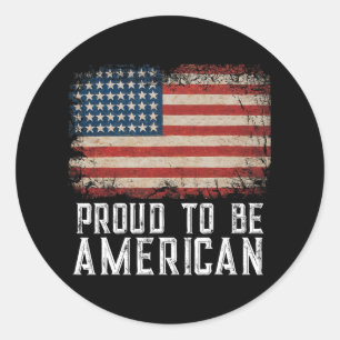 Sticker Rond Drapeau Usa Patriotique Fier D'être Citoyen Améric