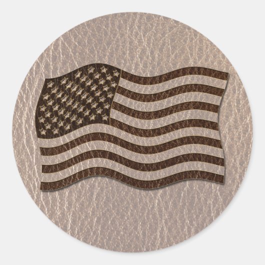 Sticker Rond Drapeau USA Soft en cuir (Devant)