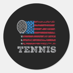 Sticker Rond Drapeau Usa Tennis Hommes Femmes Tennis Usa Amoure