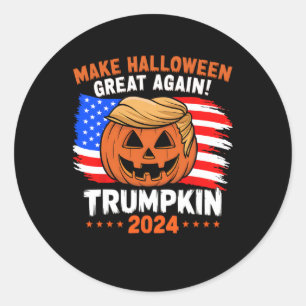 Sticker Rond Drapeau Usa Trumpkin 2024 Halloween faire Hallowee