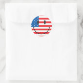Sticker Rond Drapeau USA Visage Joyeux (Sac)