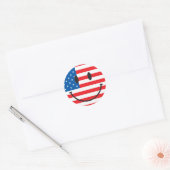 Sticker Rond Drapeau USA Visage Joyeux (Enveloppe)
