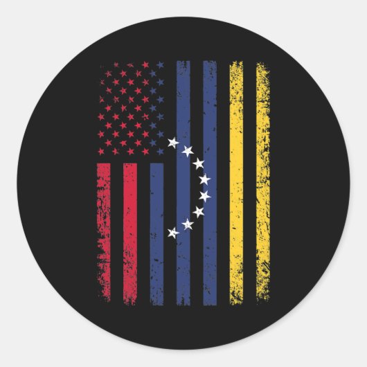 Sticker Rond Drapeau Venezuela 4 juillet États-Unis Drapeau vén (Devant)