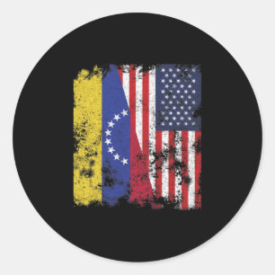 Sticker Rond Drapeau Venezuela USA - Demi-Américain