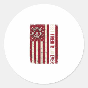 Sticker Rond Drapeau vertical vintage papa pompier