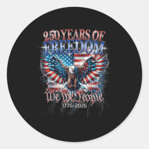 Sticker Rond Drapeau Vintage 250 Ans Américain 1776 2026 250e É