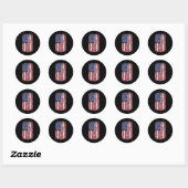 Sticker Rond Drapeau Vintage Américain Le 4 (Feuille)