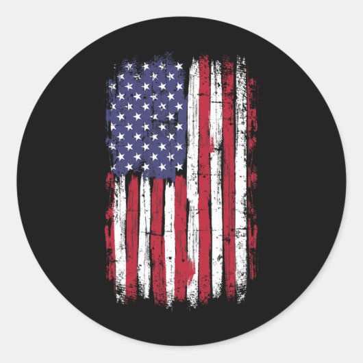 Sticker Rond Drapeau Vintage Américain Le 4 (Devant)