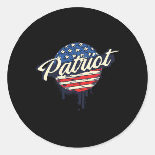 Sticker Rond Drapeau vintage Américain Patriot Retro Stars Et S