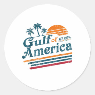Sticker Rond Drapeau Vintage Américain Rétro Mexique Golfe d'Am