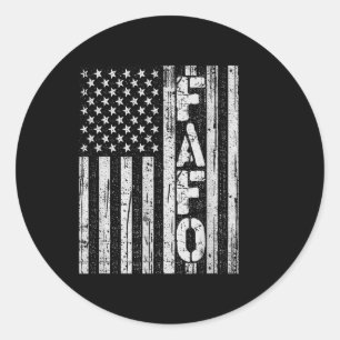 Sticker Rond Drapeau vintage américain Trump Fafo Patriotique R