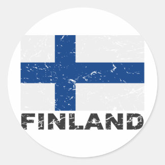 Sticker Rond Drapeau Vintage de Finlande