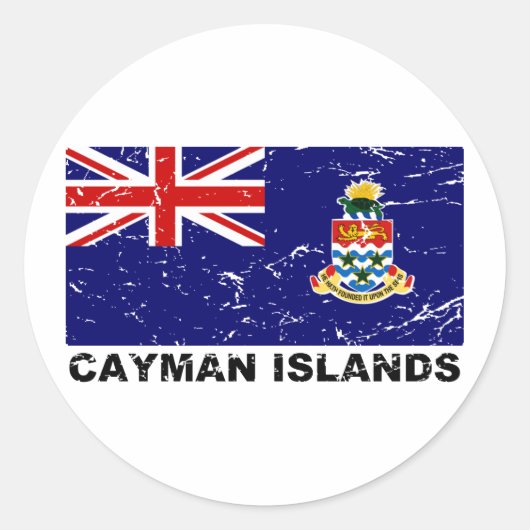 Sticker Rond Drapeau Vintage des îles Caïmans (Devant)