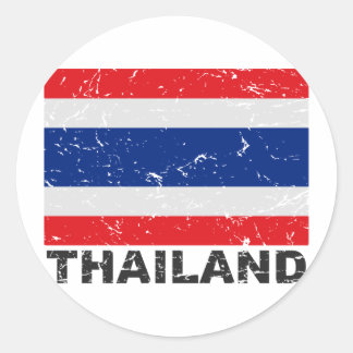 Sticker Rond Drapeau Vintage en Thaïlande