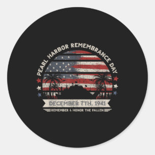 Sticker Rond Drapeau vintage Hawaii Usa Tee, Pearl Harbour