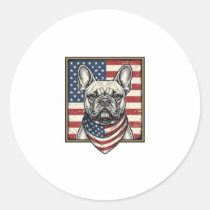 Sticker Rond Drapeau vintage patriotique Bouledogue français