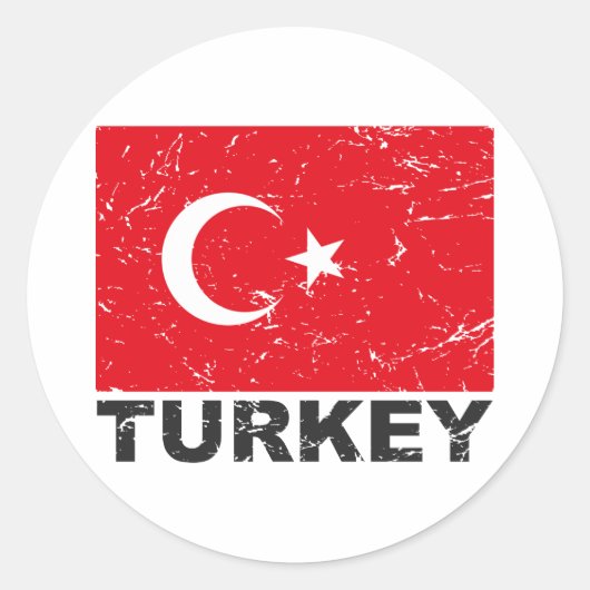 Sticker Rond Drapeau Vintage Turquie (Devant)