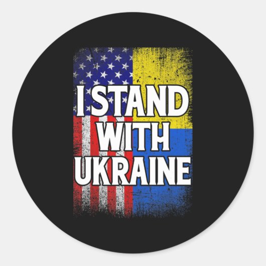 Sticker Rond Drapeau vintage ukrainien américain Ukraine patrio (Devant)