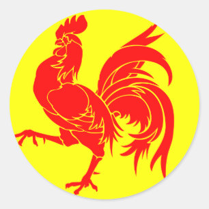 Sticker Rond Drapeau wallon (de la Belgique) - Drapeau de la