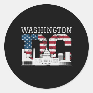 Sticker Rond Drapeau Washington Dc Capitol Hill Usa