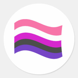 Sticker Rond Drapeau Wavy Genderfluide Fide